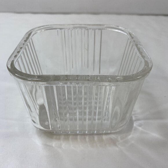 Federal Glass Ribbed Refrigerator Container Dish Lid Embossed Vegetable Motif - Picture 3 of 9